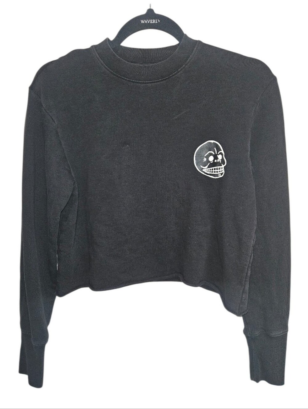 Cheap Monday Women's XS Extra Small Black Cropped Skull Crop Sweatshirt